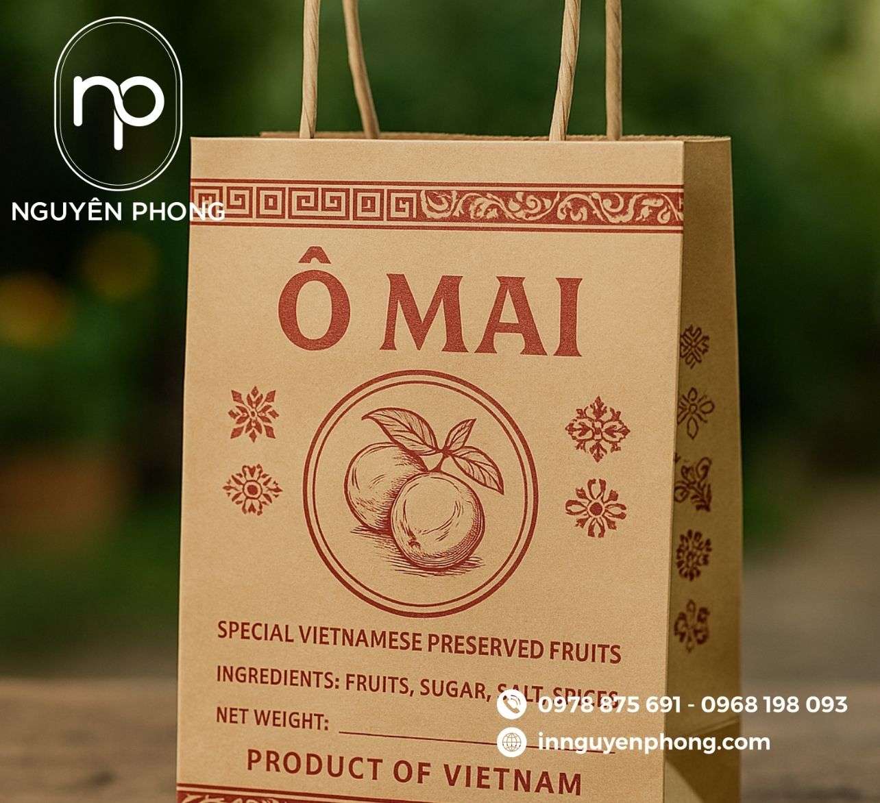 Mẫu túi giấy đựng ô mai kraft 